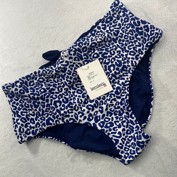 NWT‎ Lemlem M Navy Halima High Waist Bottom Leopard Print SS2120 - Picture 1 of 10